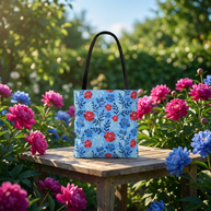 Botanical Floral Blue and Fuchsia - Tote Bag