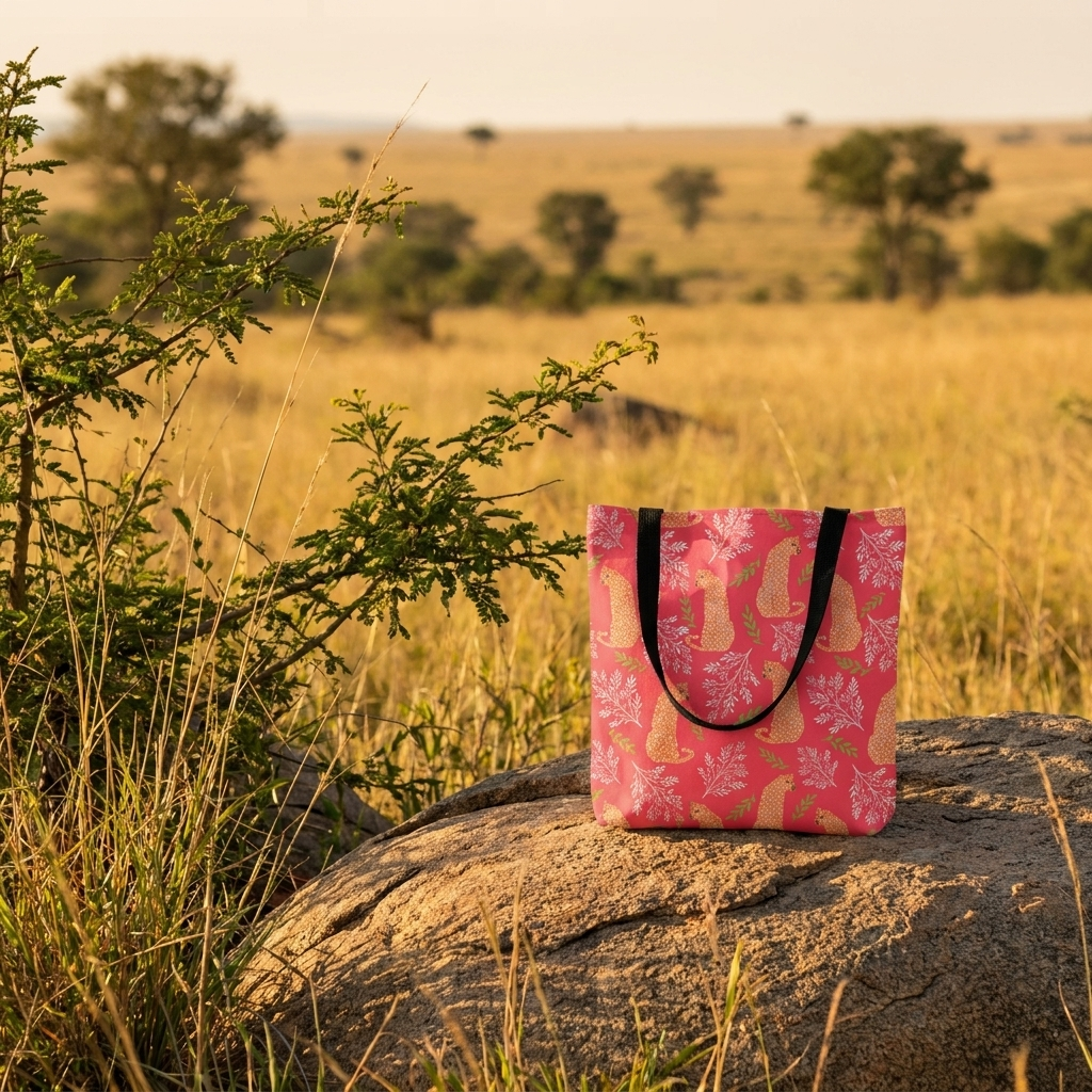 Botanical Leopard with Pink - Tote Bag