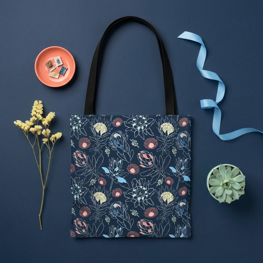 Proteas with Navy and Color Pop - Tote Bag