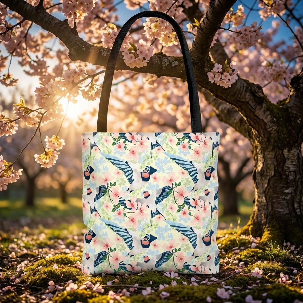 Swallows and Blossoms with Yellow - Tote Bag