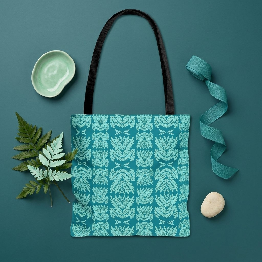 Teal and Mint Botanical - Tote Bag