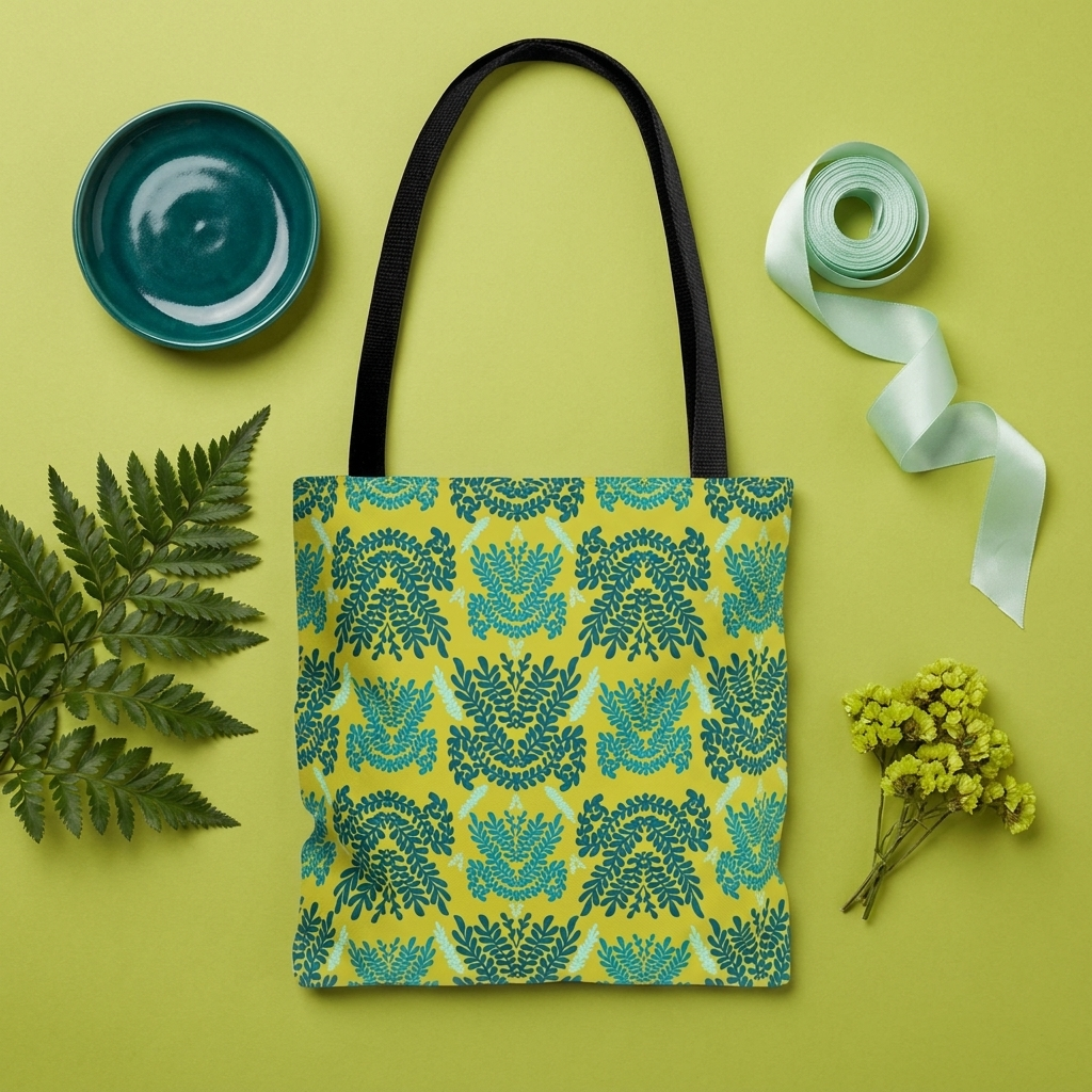Teal Mint and Lime Botanical - Tote Bag