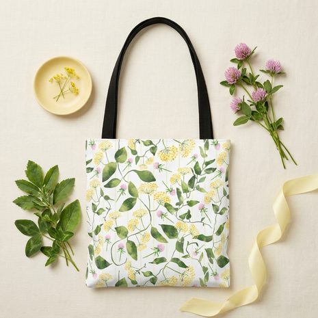Wild Flowers with Subtle Stripes - Tote Bag