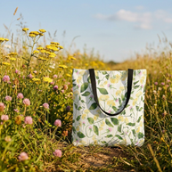 Wild Flowers with Subtle Stripes - Tote Bag