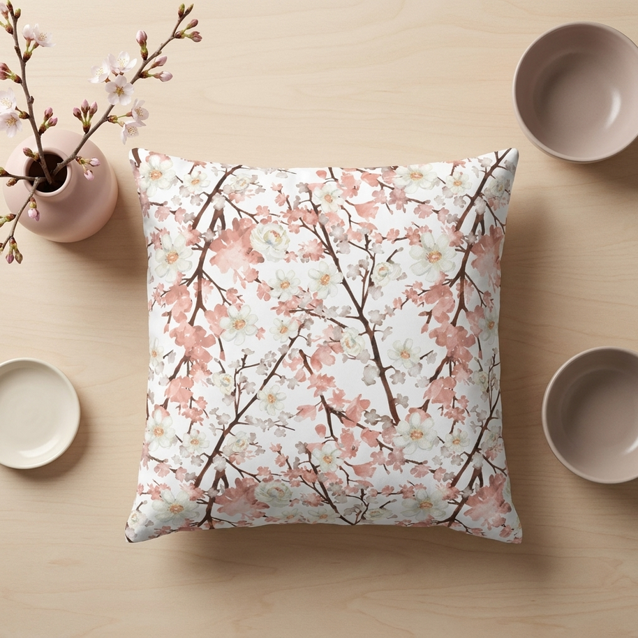 Botanical Blossoms with White - Decorative Pillow Cover