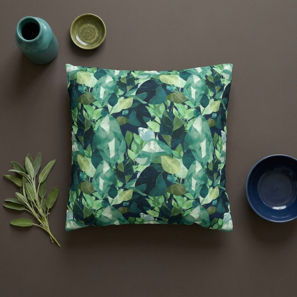 Botanical Leaves with Navy - Decorative Pillow Cover