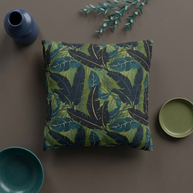 Botanical Navy Teal and Green Tropical Motif - Decorative Pillow Cover