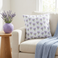Lavender Bouquet with Light Blue Stripes - Decorative Pillow Cover