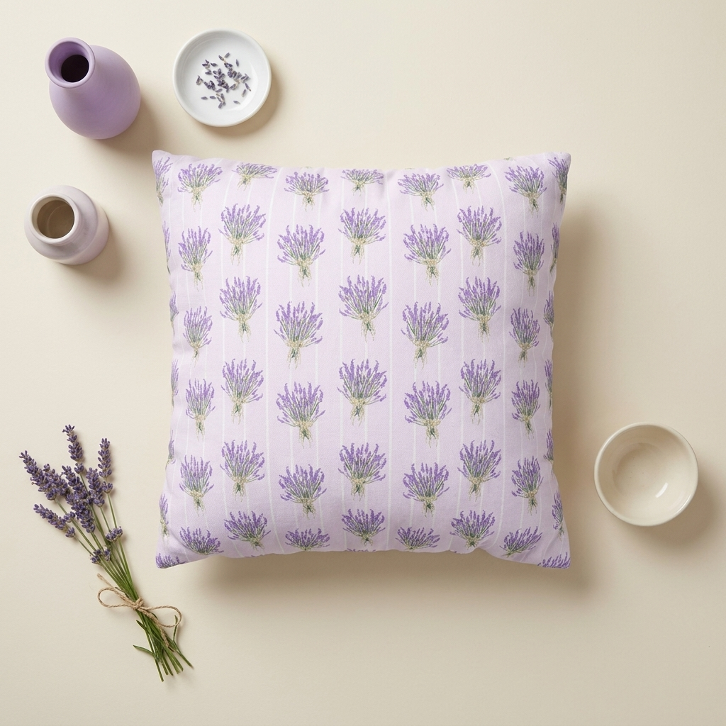 Lavender Bouquet with White Stripes - Decorative Pillow Cover