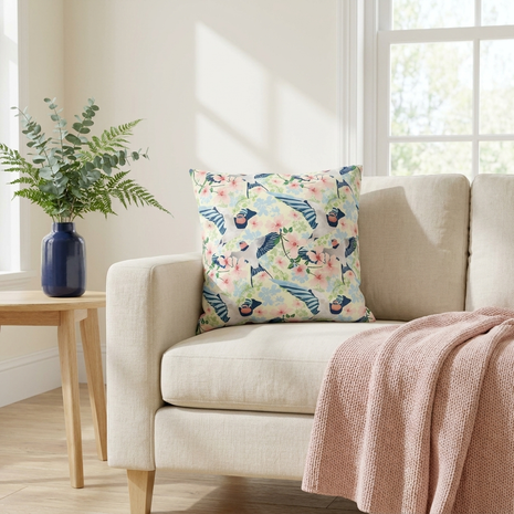 Swallows and Blossoms with Yellow - Decorative Pillow Cover