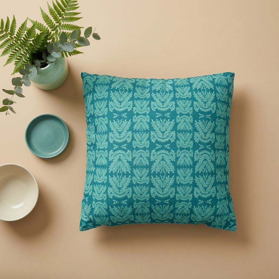 Teal and Mint Botanical - Decorative Pillow Cover