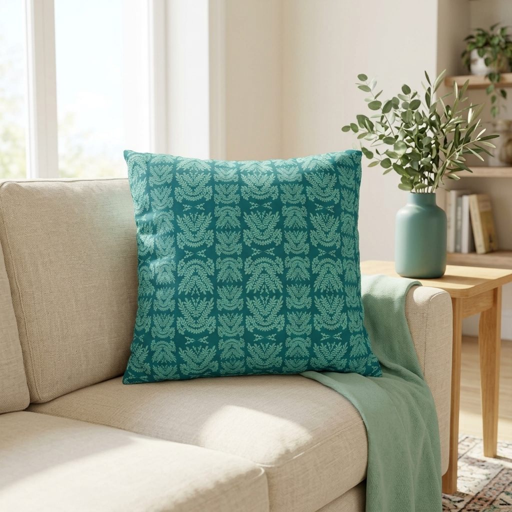 Teal and Mint Botanical - Decorative Pillow Cover