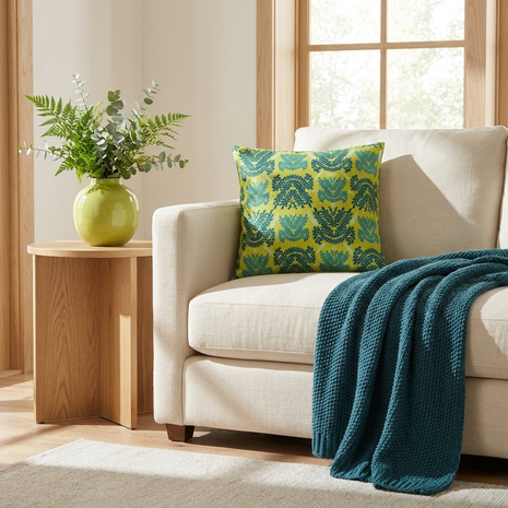 Teal Mint and Lime Botanical - Decorative Pillow Cover
