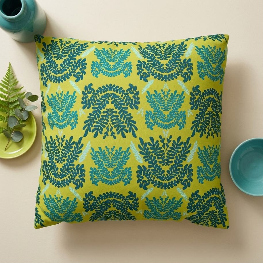Teal Mint and Lime Botanical - Decorative Pillow Cover