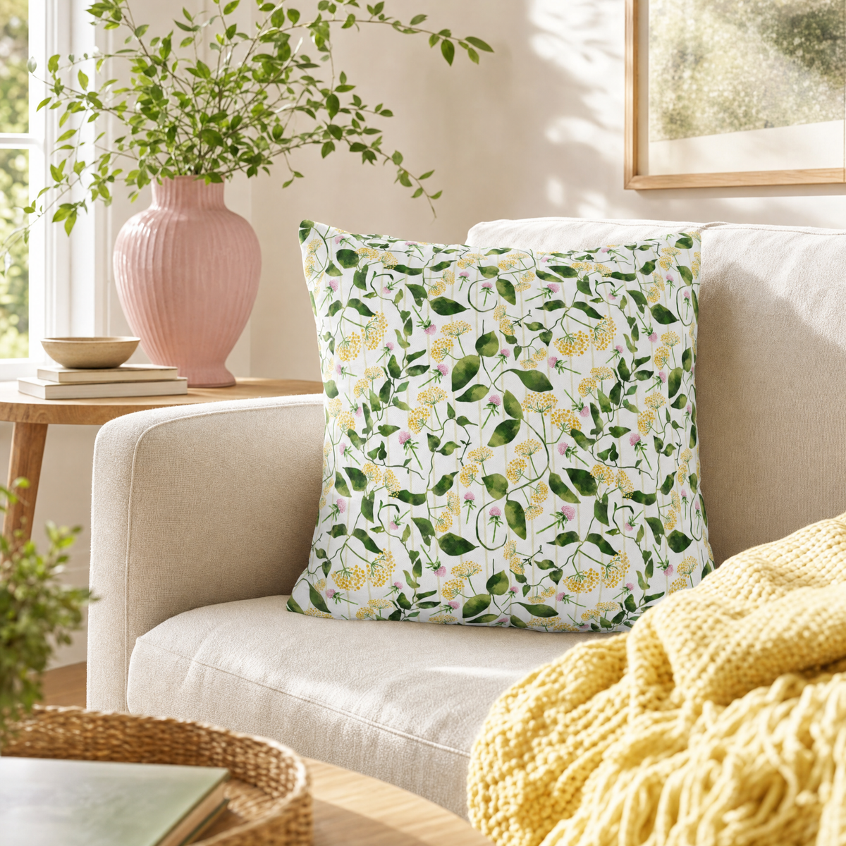 Wild Flowers with Subtle Stripes - Decorative Pillow Cover