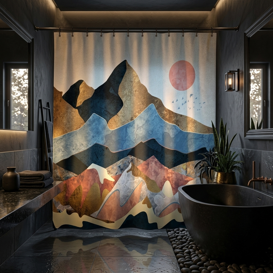 Golden Peaks - Shower Curtain