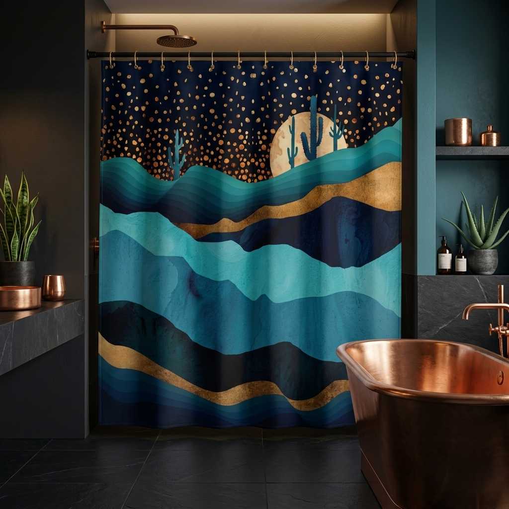 Indigo Desert Night - Shower Curtain