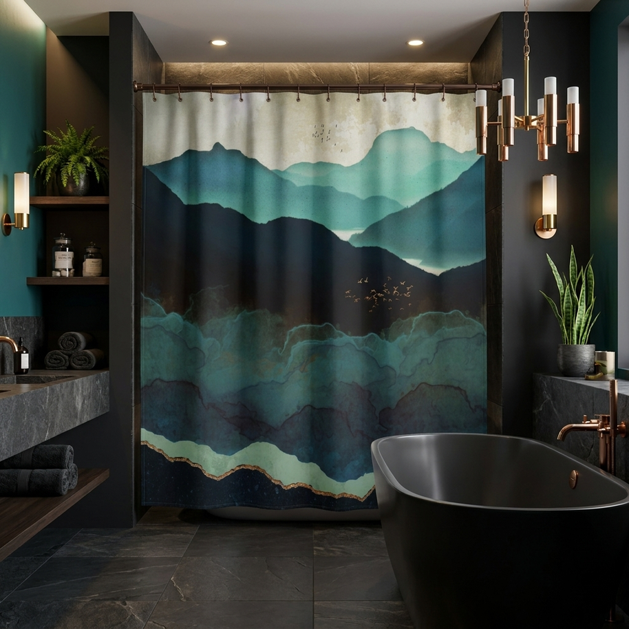 Indigo Mountains - Shower Curtain