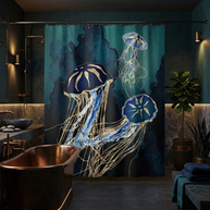 Metallic Jellyfish III - Shower Curtain
