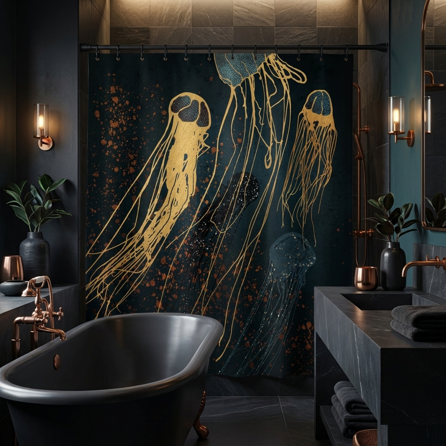Metallic Jellyfish - Shower Curtain