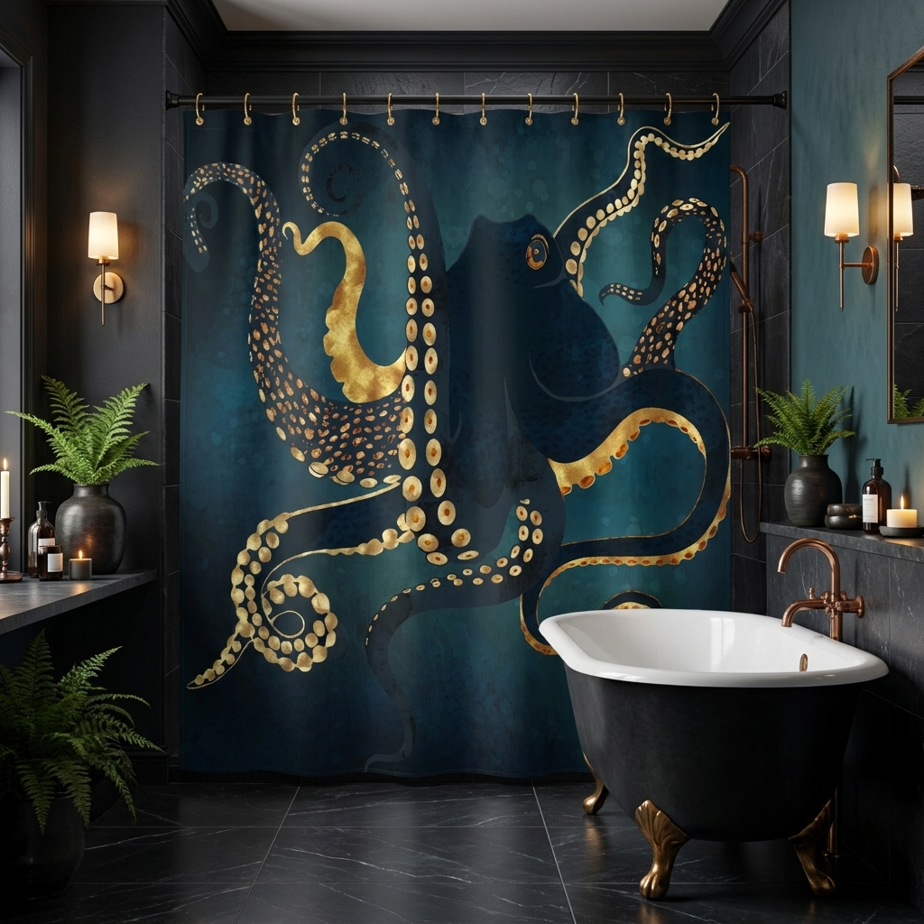 Metallic Octopus IV - Shower Curtain