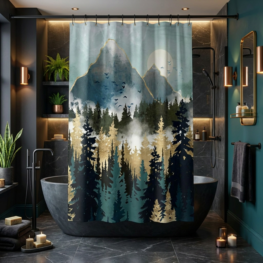 Misty Pines - Shower Curtain