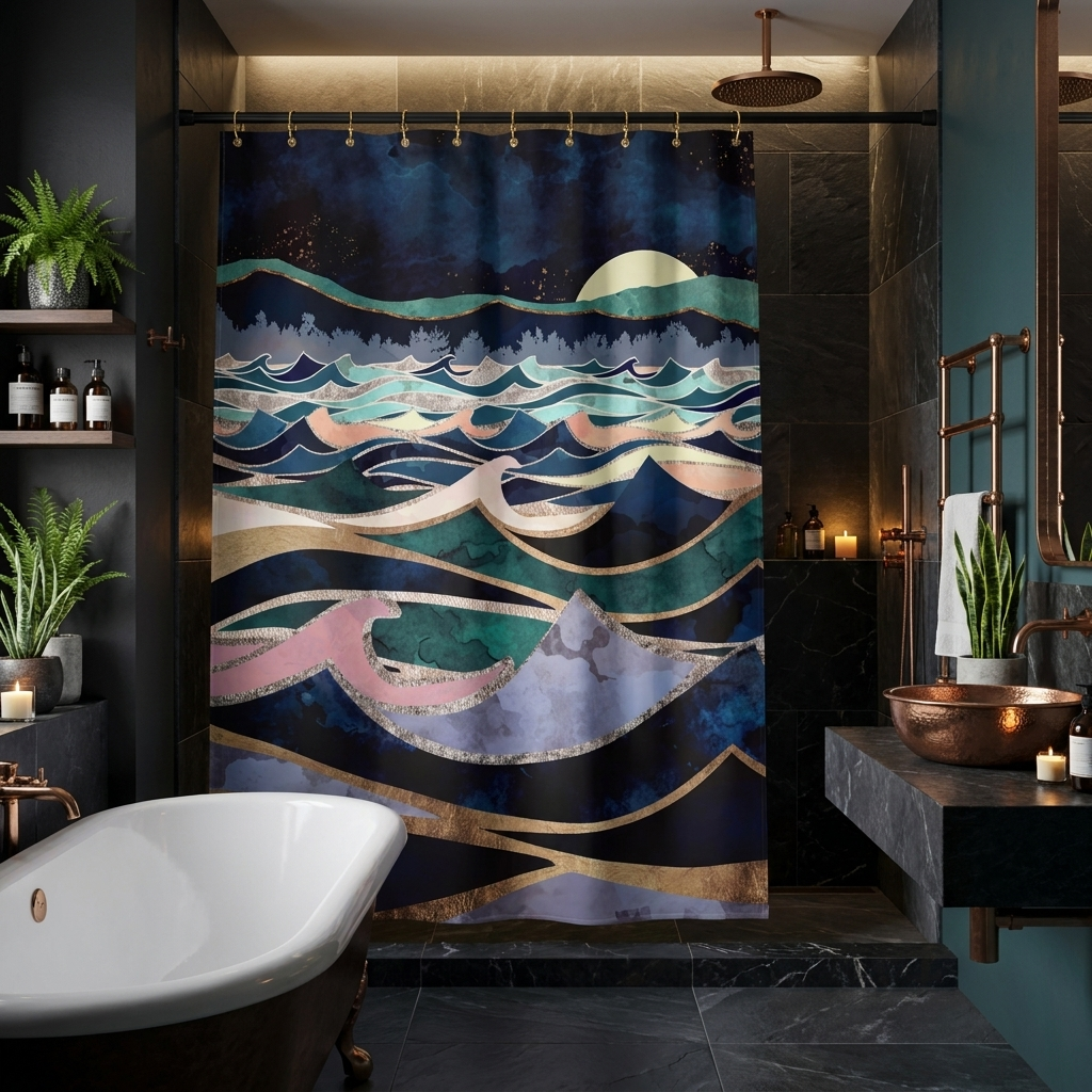 Moonlit Ocean - Shower Curtain