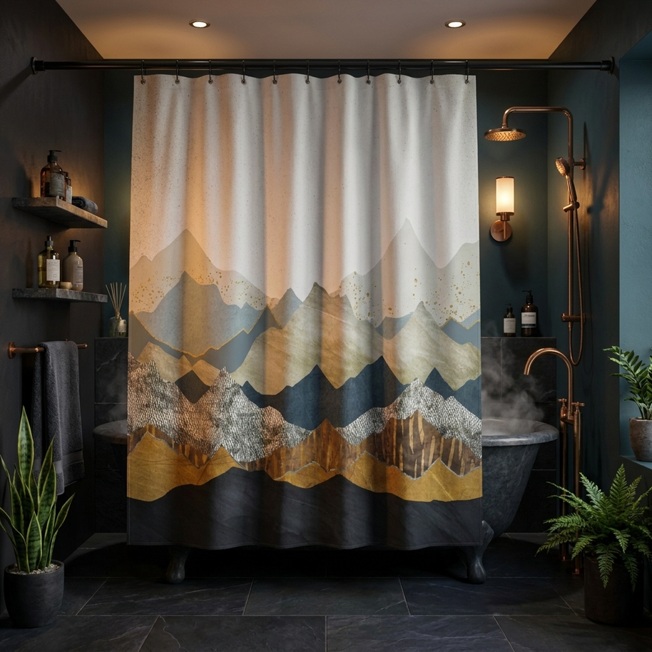 Distant Peaks - Shower Curtain