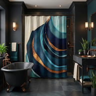 Abstract Blue with Gold - Shower Curtain