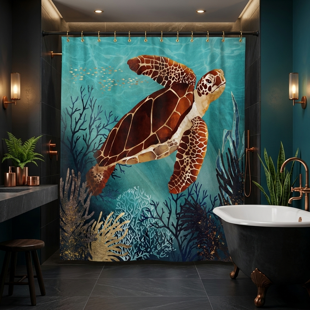 Metallic Sea Turtle - Shower Curtain