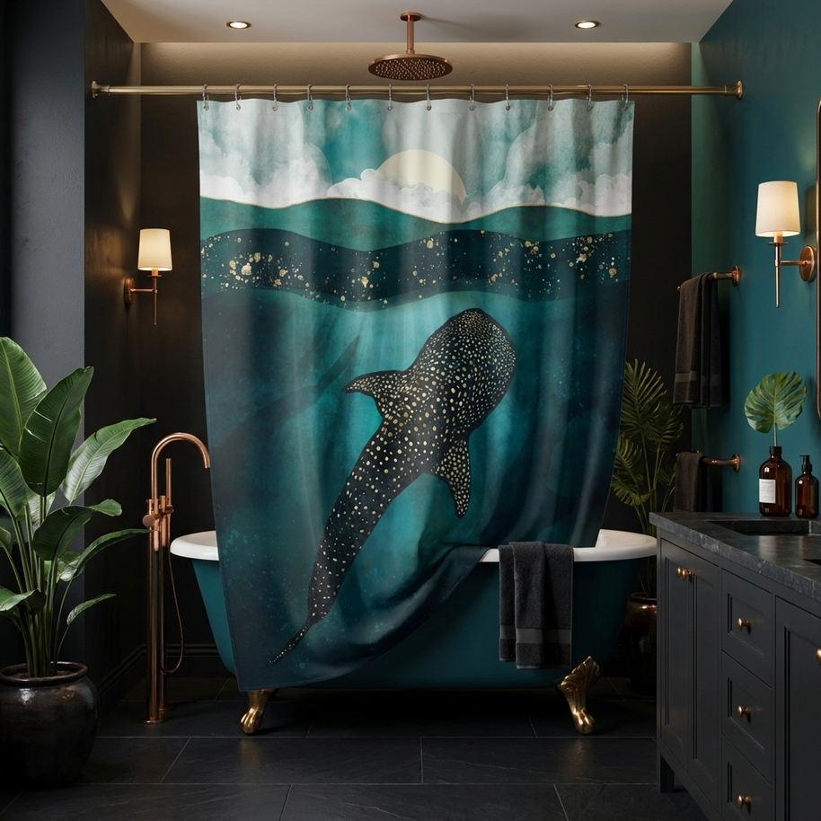 Metallic Whale Shark - Shower Curtain