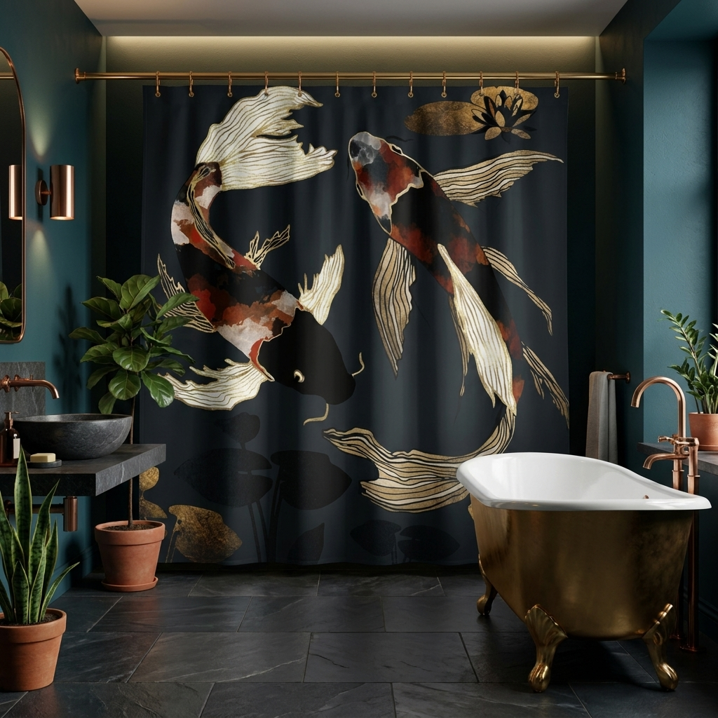 Metallic Koi IV - Shower Curtain