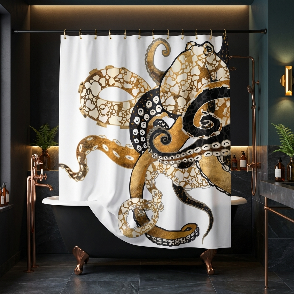 Metallic Octopus - Shower Curtain