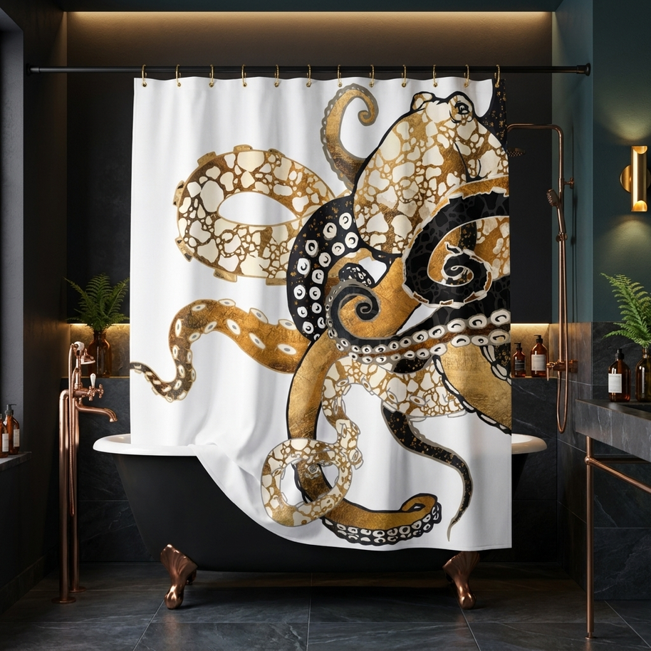 Metallic Octopus - Shower Curtain