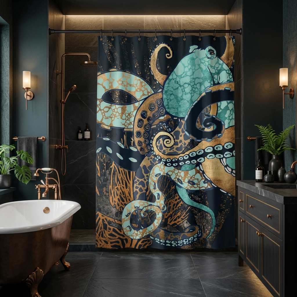 Metallic Octopus II - Shower Curtain