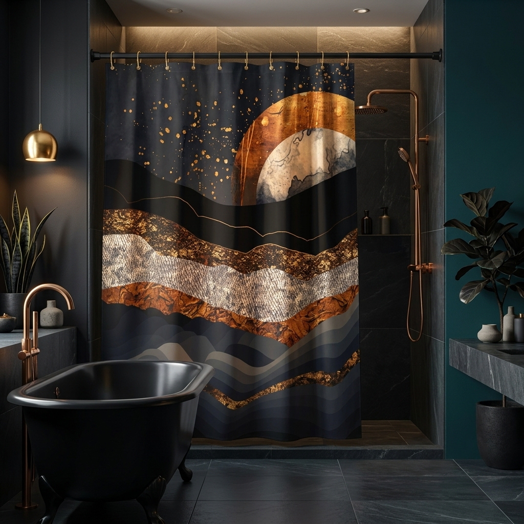 Metallic Mountains - Shower Curtain