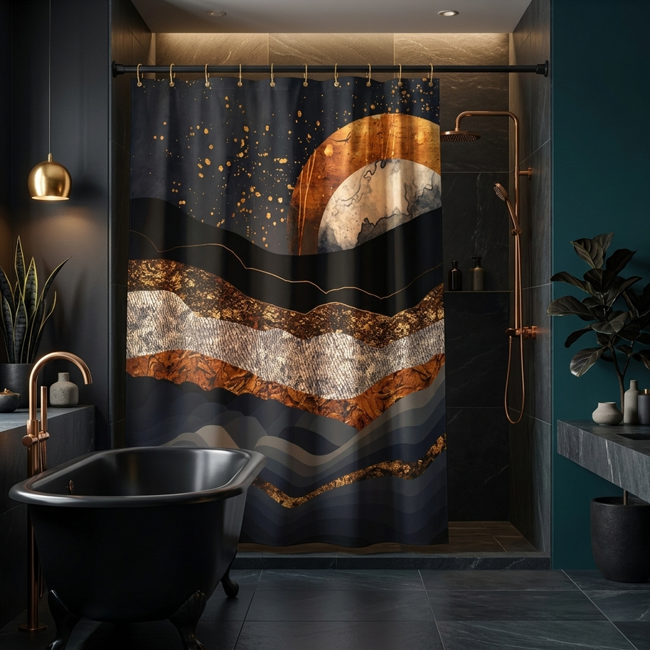 Metallic Mountains - Shower Curtain