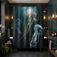 Metallic Jellyfish V - Shower Curtain