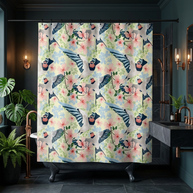 Swallows and Blossoms with Yellow - Shower Curtain