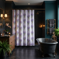 Lavender Bouquet with Light Blue Stripes - Shower Curtain