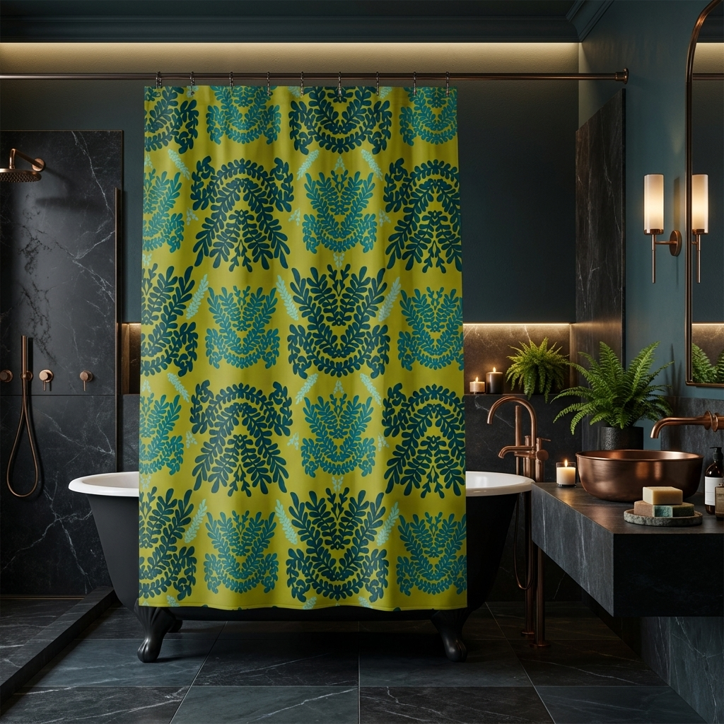 Teal Mint and Lime Botanical - Shower Curtain