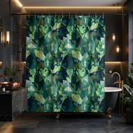 Botanical Leaves with Navy - Shower Curtain
