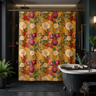 Vibrant Floral with Mustard - Shower Curtain