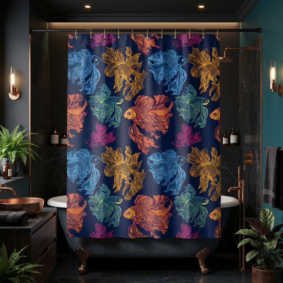 Betta Fish Color Pop - Shower Curtain