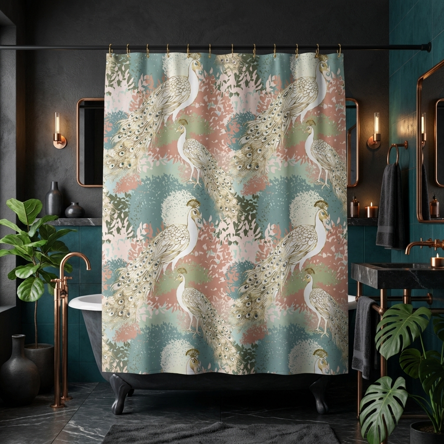Peacock Garden - Shower Curtain