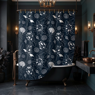 Protea Navy and White - Shower Curtain