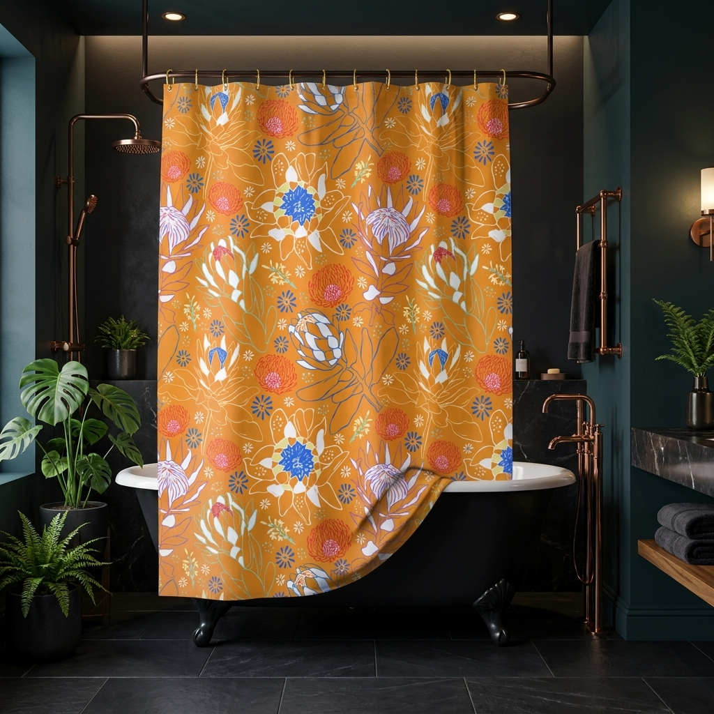 Mustard Protea - Shower Curtain