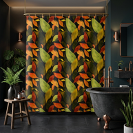 Autumn Leaves Botanical with Charcoal - Shower Curtain