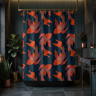 Koi Navy and Orange - Shower Curtain