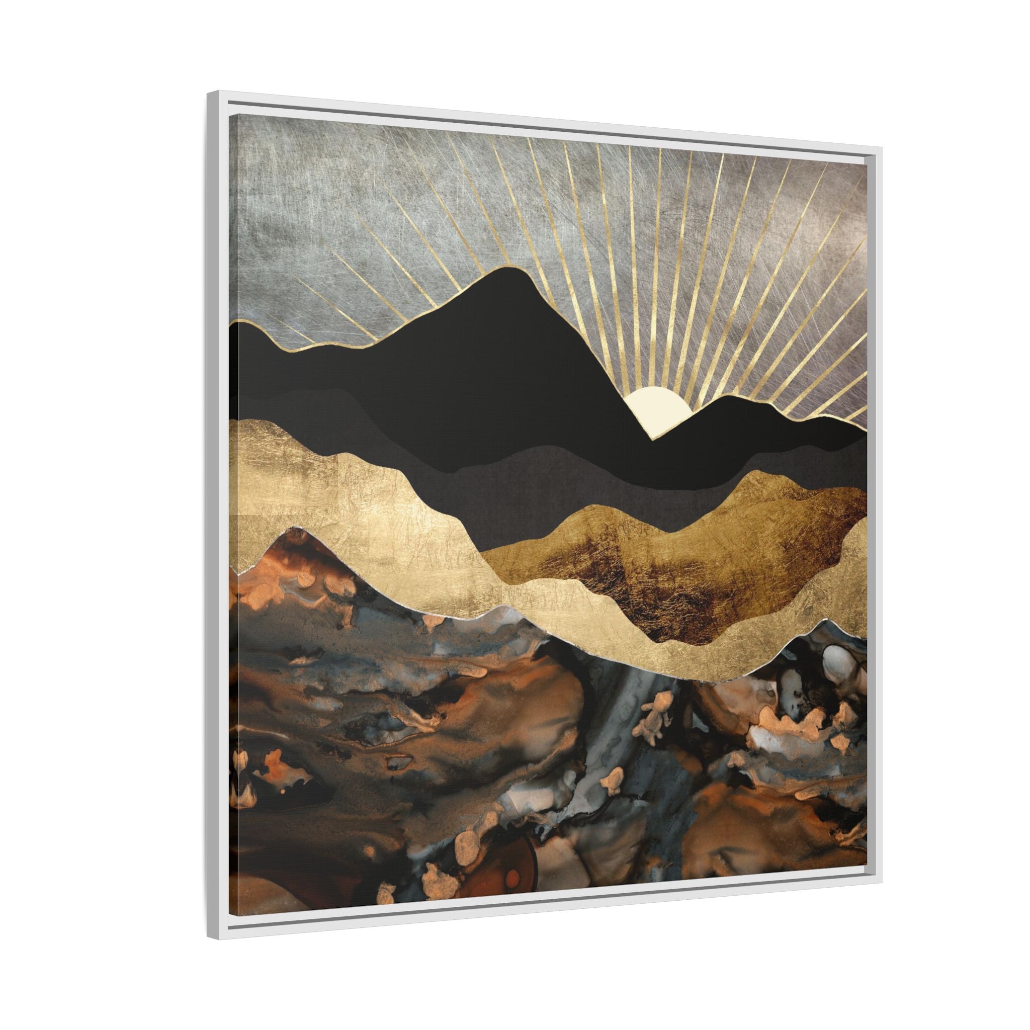 Copper and Gold Mountains - Matte Canvas, Framed (Multi-color)